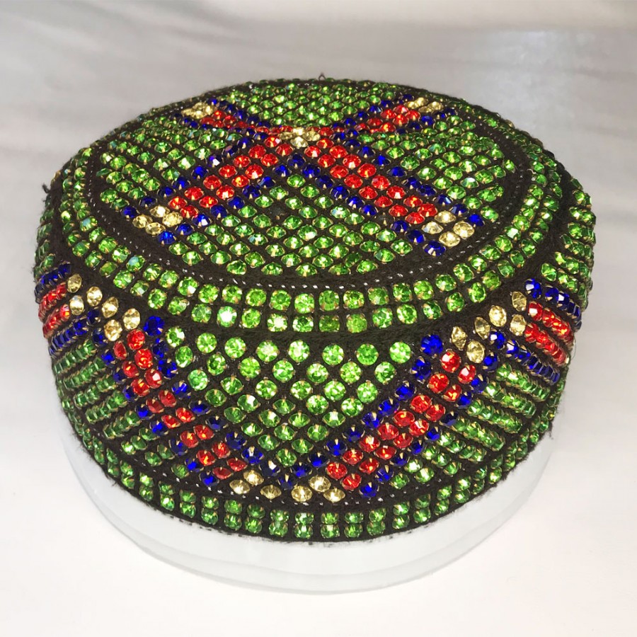 Multi Color Round Full Sindhi Nagina / Zircon Cap or Topi MKC-935